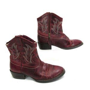 Ariat Womens Unbridled Zip Ankle Cowboy Boots Red Leather Size 7B Western Style